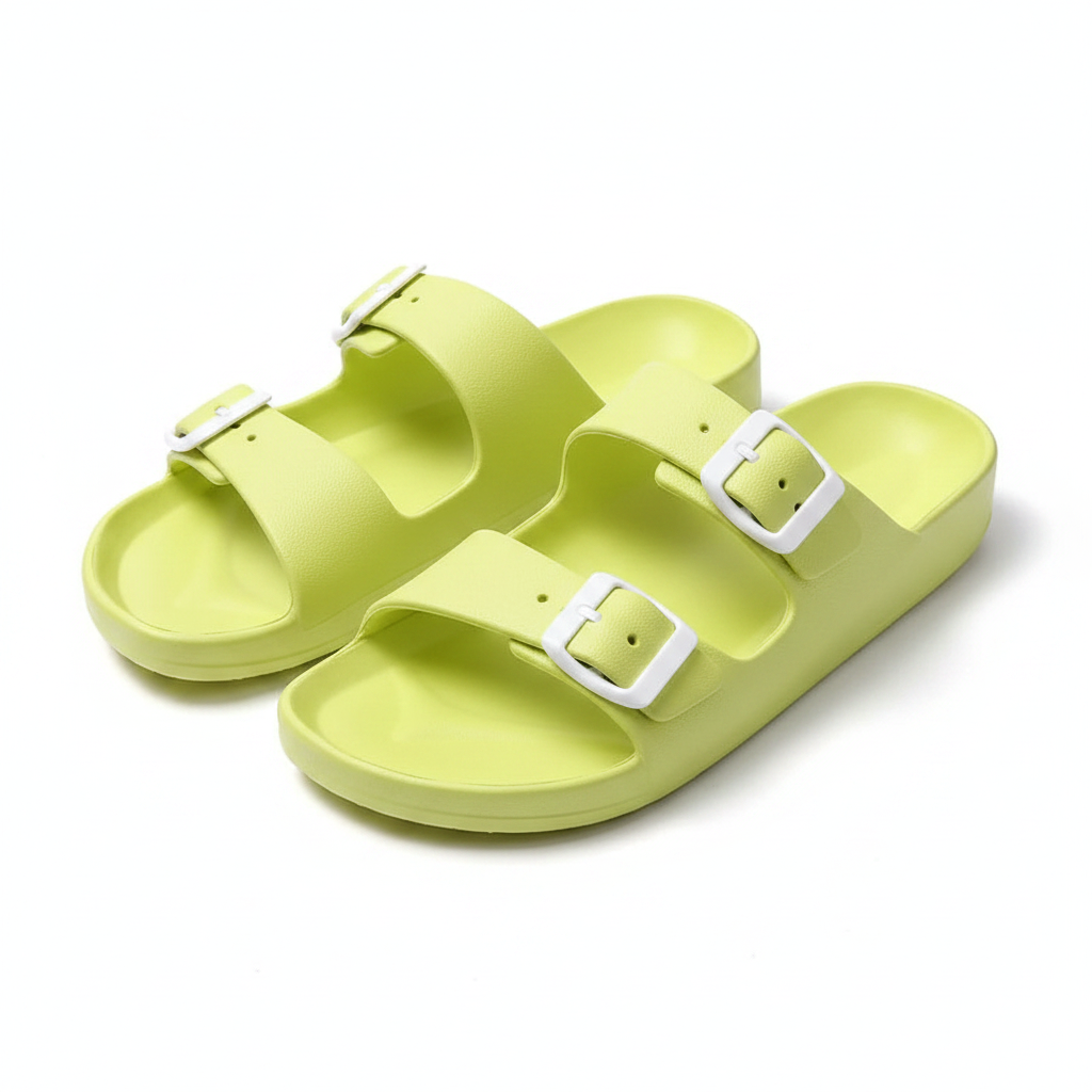Double-Strap Buckle Sandals - Light Green