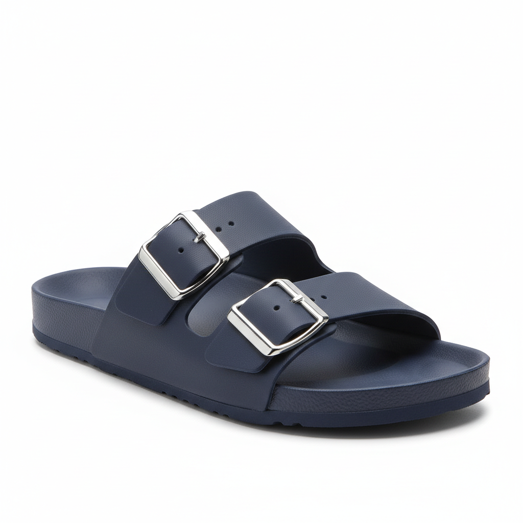 Double-Strap Buckle Sandals - Blue