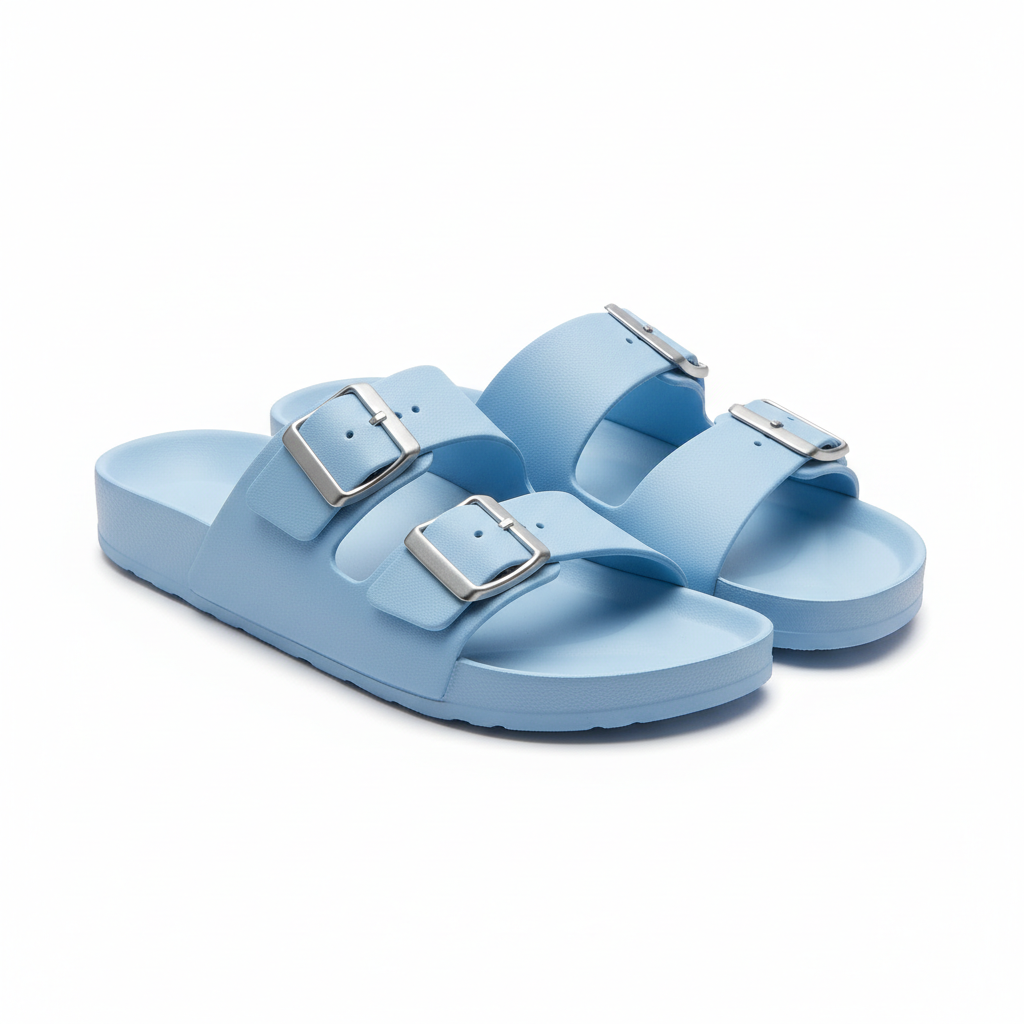 Double-Strap Buckle Sandals - Sky Blue